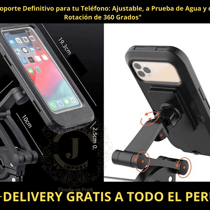 SOPORTE IMPERMEABLE 360° PARA TELEFONO CELULAR PARA MOTOCICLETAS. - jhomaris import