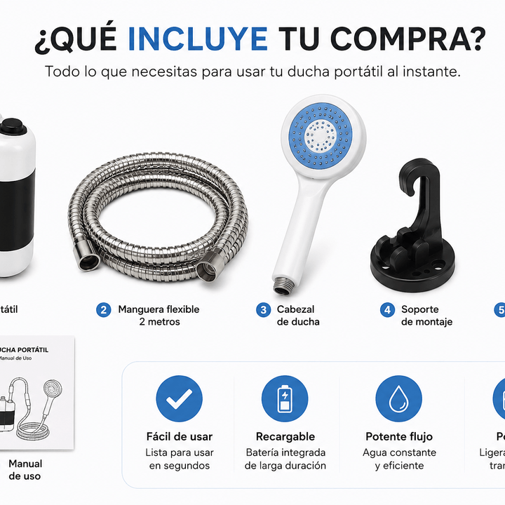 🚿 MINI DUCHA PORTÁTIL USB RECARGABLE