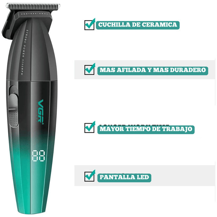 VGR V‑906 | Trimmer Profesional con Pantalla Digital LED