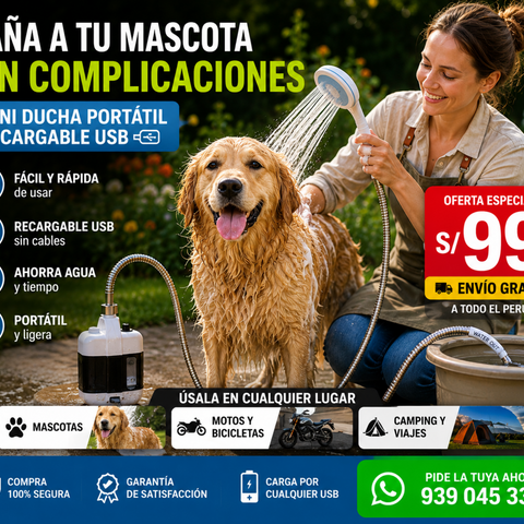 🚿 MINI DUCHA PORTÁTIL USB RECARGABLE