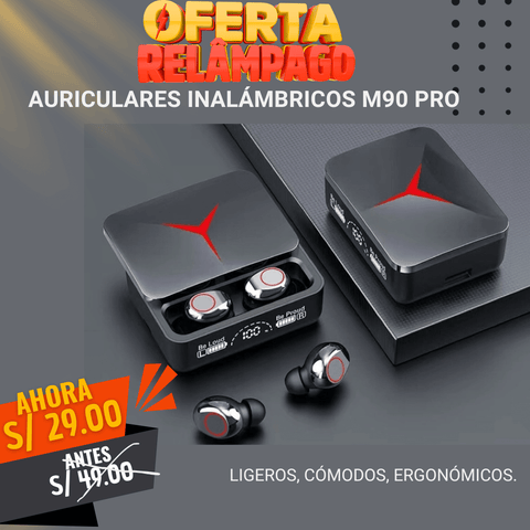 Audífonos Bluetooth M90 PRO TWS Premium Negro. - jhomaris import