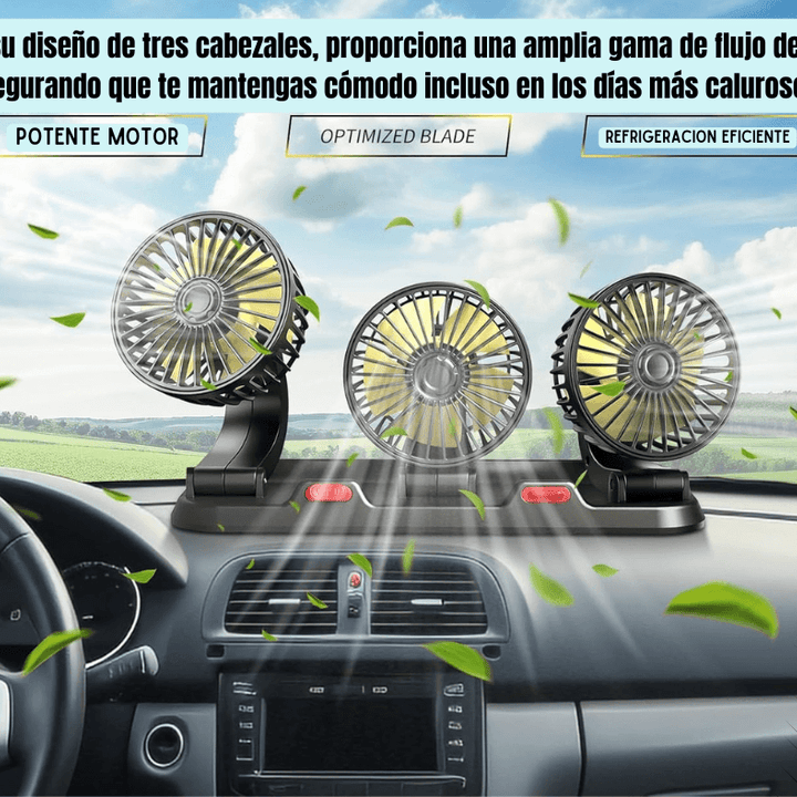 Ventilador Portátil 3 Cabezas, 2 Velocidades y Rotación 360° - jhomaris import
