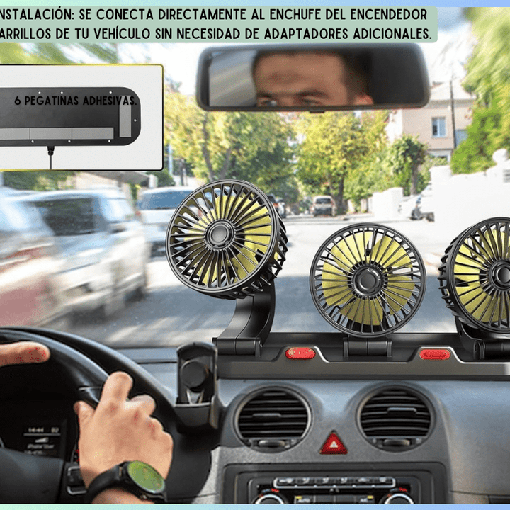Ventilador Portátil 3 Cabezas, 2 Velocidades y Rotación 360° - jhomaris import