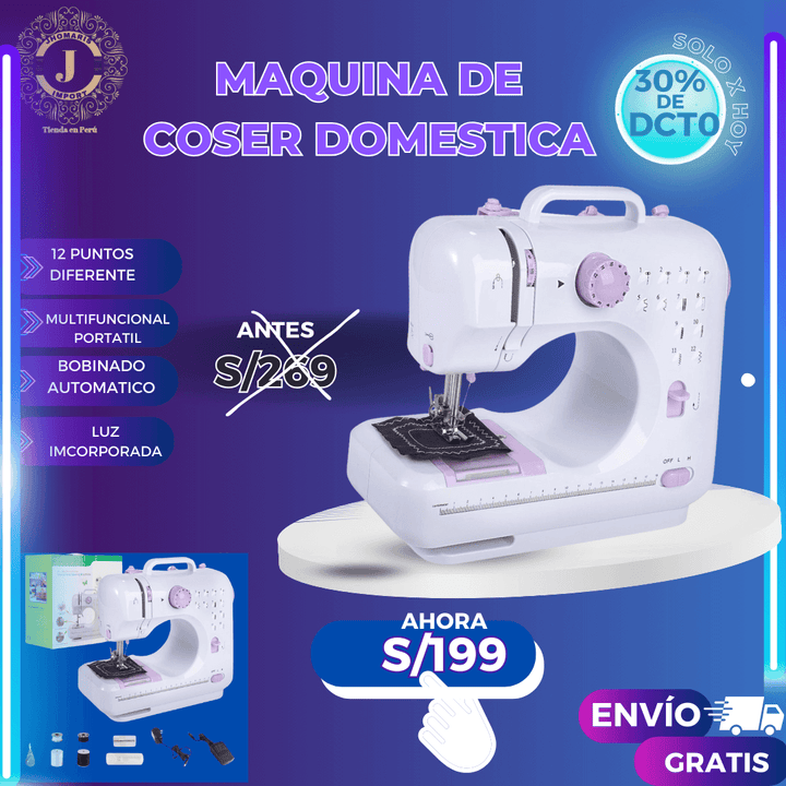 SewMagic 12 puntos: Máquina de Coser Eléctrica Portátil Multifunciona Doble Velocidad. - jhomaris import