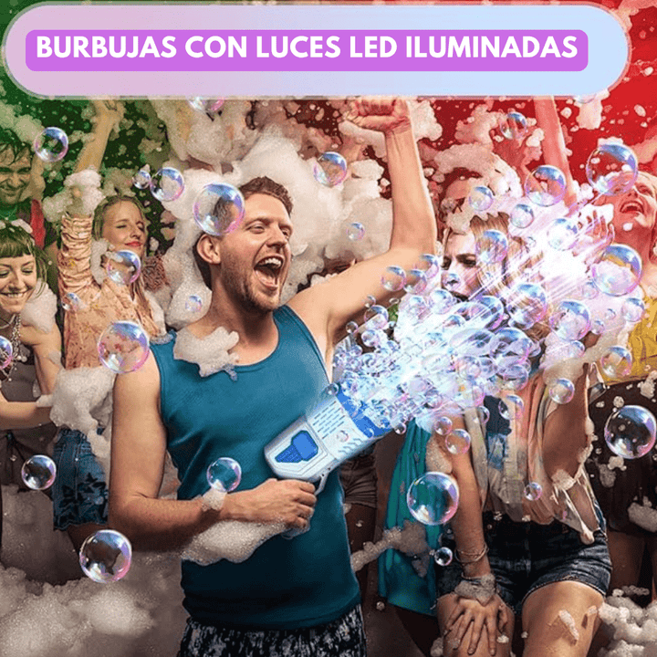 PISTOLA DE BURBUJA RECARGABLE CON LUCES LED. - jhomaris import