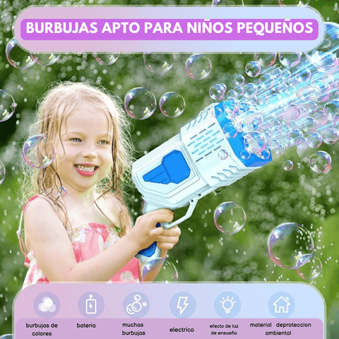 PISTOLA DE BURBUJA RECARGABLE CON LUCES LED. - jhomaris import