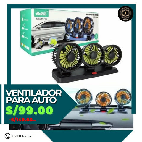 Ventilador Portátil 3 Cabezas, 2 Velocidades y Rotación 360° - jhomaris import